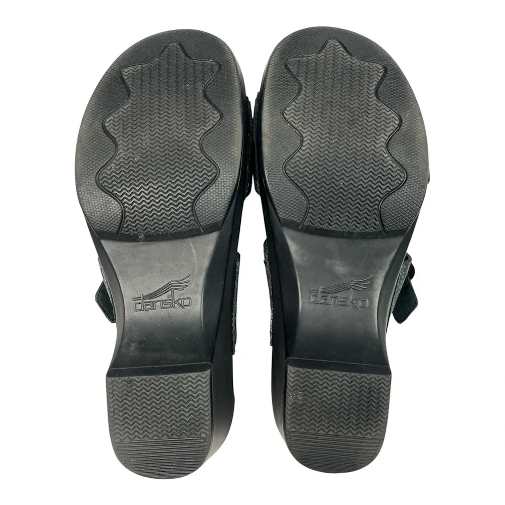 Dansko Excellent Used Sophie Slide Sandals Women 41/10.5 Pewter Metallic Wedge